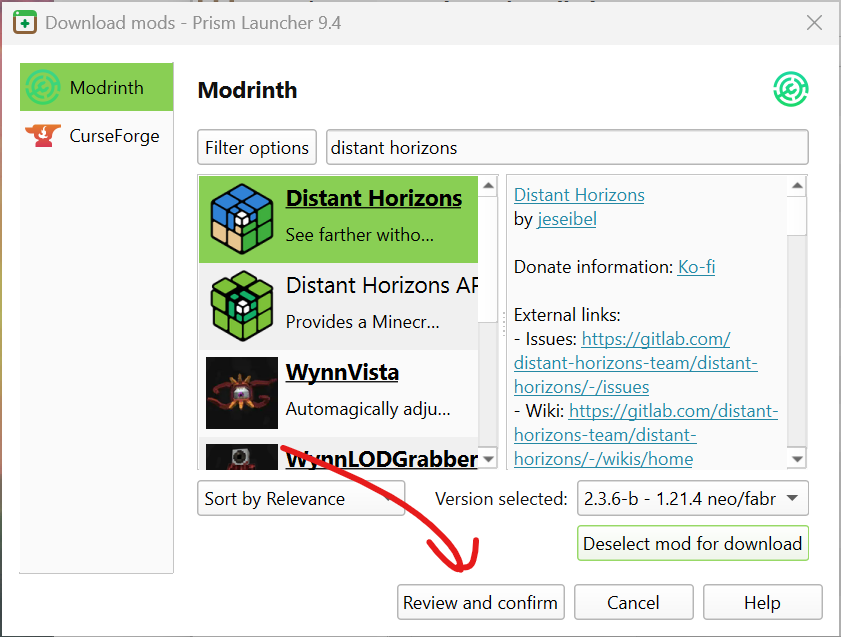 The review and confirm button