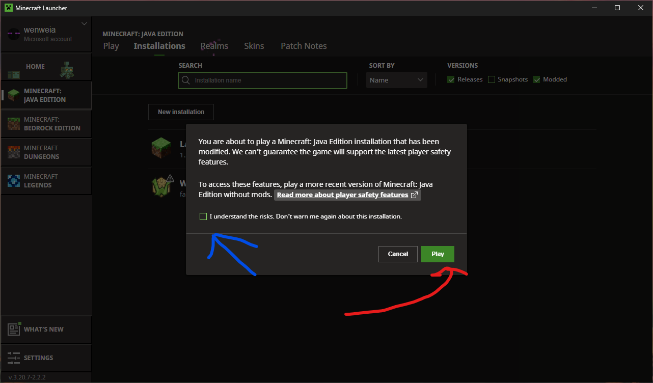The instance warning