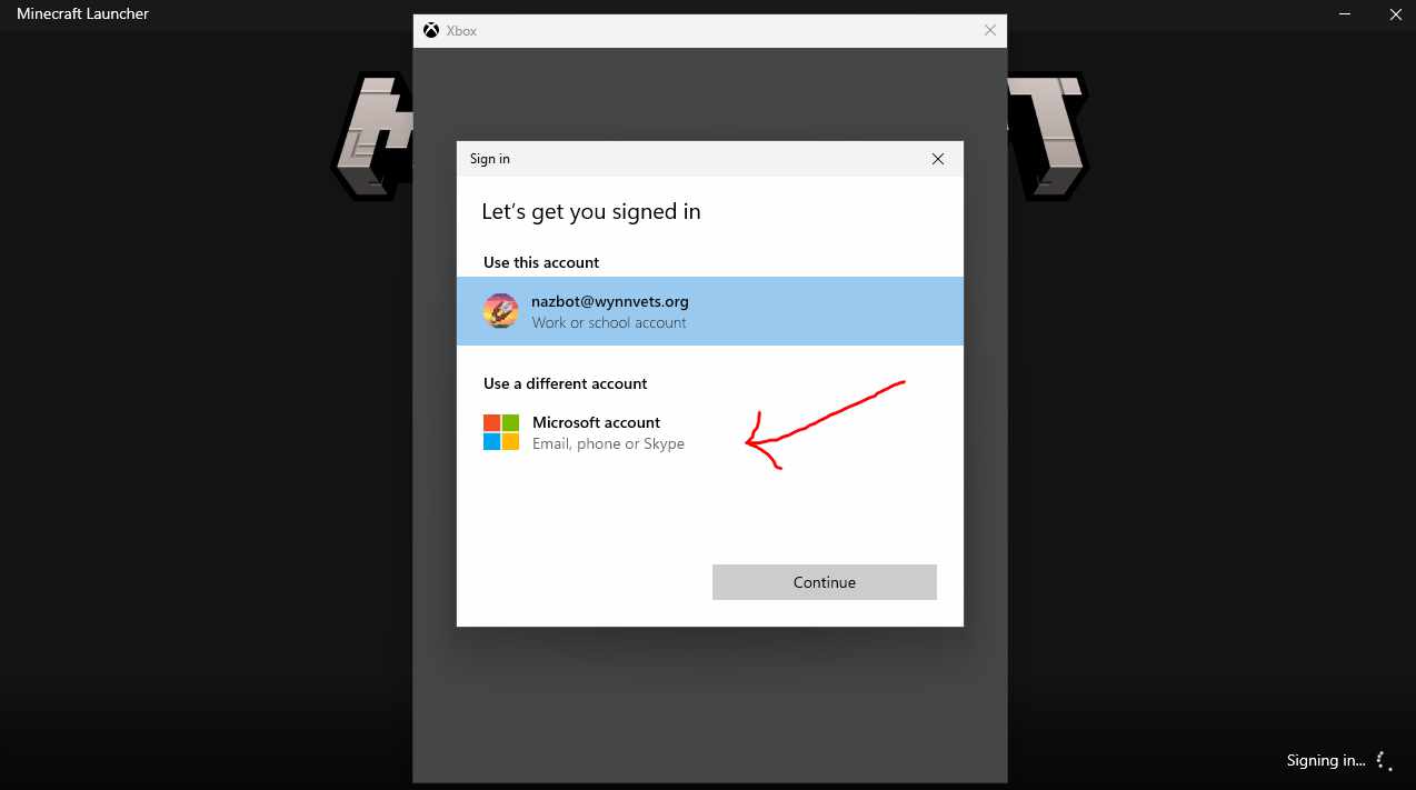 An xbox login screen
